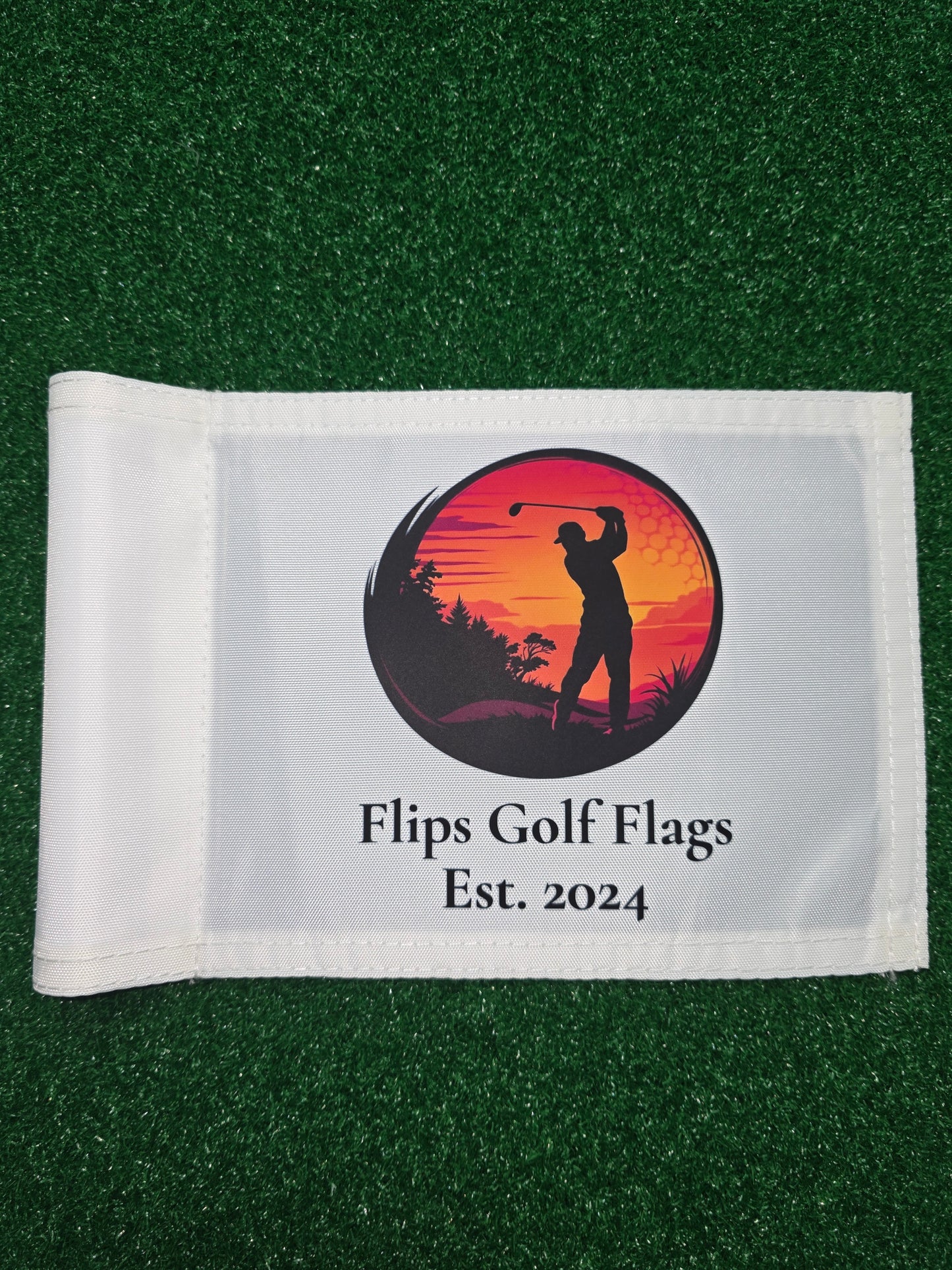 Personalized Sunset Logo Golf Flag